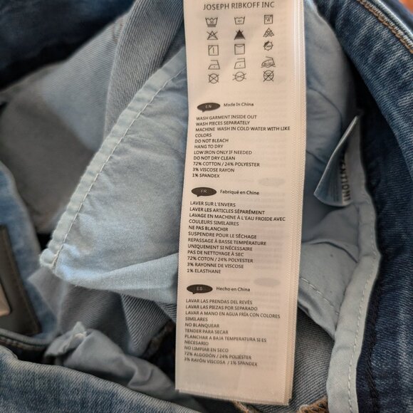 Joseph Ribkoff Pull On Painted Splatter Denim Jeans Size 12 Stretchy Artsy Fun - Picture 11 of 11